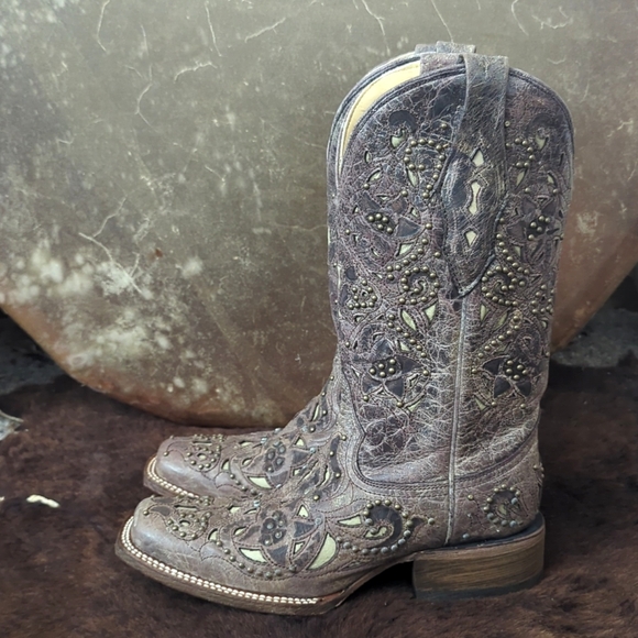 CORRAL A1121 "Jessica" distressed leather studded cowgirl western boots sz 7.5 - Picture 2 of 15